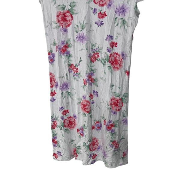 CHARTER CLUB WOMENS LACE-SLEEVE CHEMISE NIGHTGOWN BLOSSOMS FLORAL WHITE XS - Picture 5 of 10